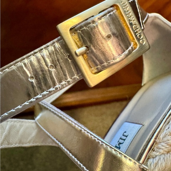 Jimmy Choo Gold/Champage Porto Platform Wedge Espadrille Sandal EU36/6 - Picture 8 of 16